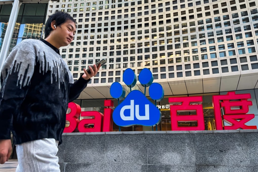 The Baidu logo is displayed at the company building in Shenzhen. Photo: Getty Images