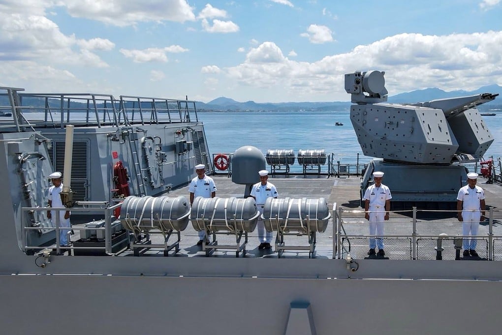 Philippine navy sailors stand on the deck of BRP Miguel Malvar, a corvette acquired from South Korea, in Subic town, Zambales province, north of Manila, in April last year. Photo: AFP/Handout/Philippine Navy-Public Affairs Office