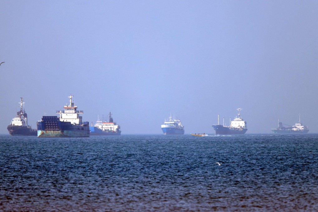 Vessels anchored in the Strait of Hormuz off Bandar Abbas in southern Iran earlier this month. Photo: ISNA via AFP