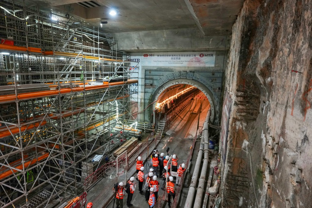 Construction works on the western section of the Tung Chung Line Extension on Tuesday. Photo: Karma Lo