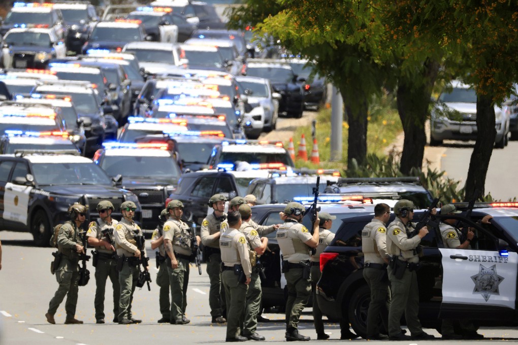 Law enforcement officers surround the Islamic Centre of San Diego. Photo: TNS