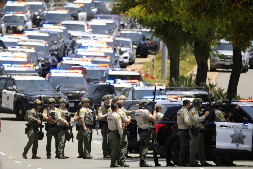 Law enforcement officers surround the Islamic Centre of San Diego. Photo: TNS