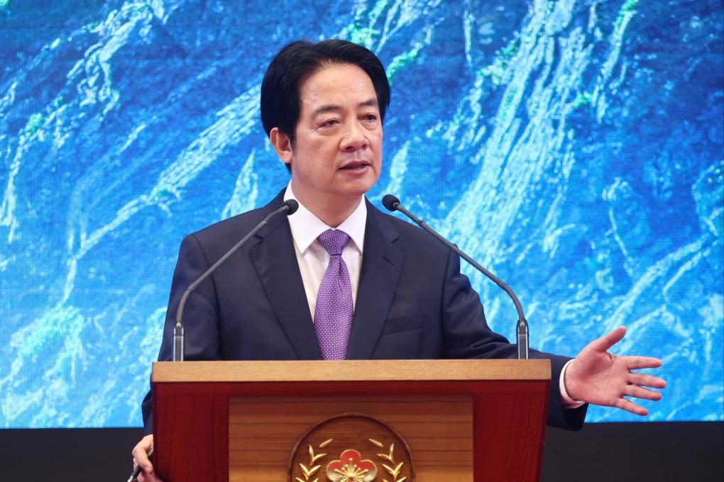Taiwanese leader William Lai delivers a speech to mark the second anniversary of his administration, in Taipei on May 20. Photo: CNA