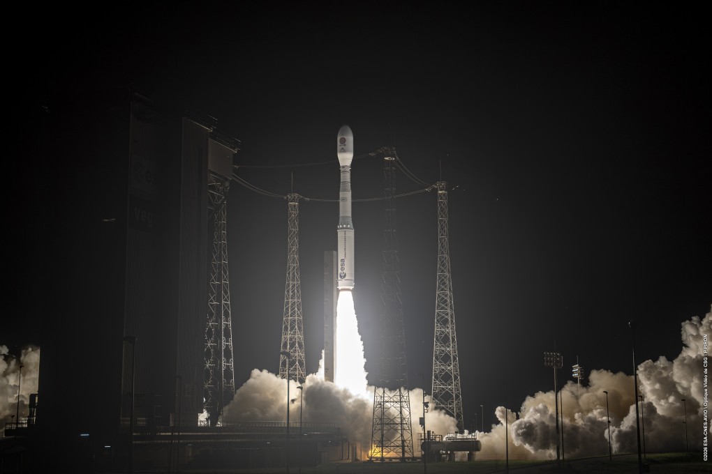 A rocket carrying the SMILE satellite blasts off from a launch centre in French Guiana on May 19. Photo: Handout via Xinhua