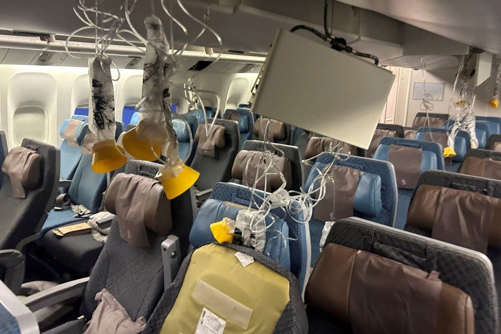 The interior of Singapore Airlines flight 321 after an emergency landing at Bangkok’s Suvarnabhumi International Airport on May 21, 2024. Photo: Reuters