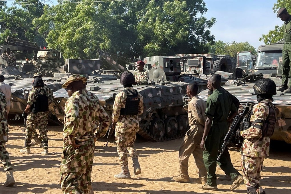 Nigerian soldiers and armoured vehicles in Borno state, Nigeria in 2025. Photo: Reuters