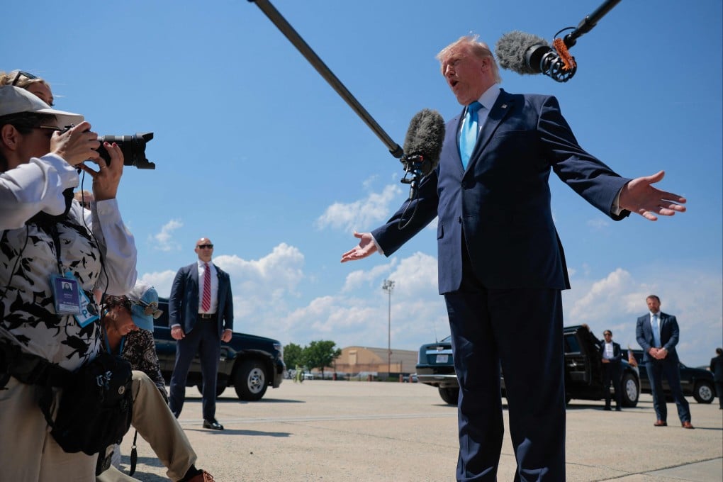 US President Donald Trump speaks to reporters at Joint Base Andrews in Maryland on Wednesday after warning that the US could launch further strikes on Iran if negotiations fail. Photo: Getty Images/AFP
