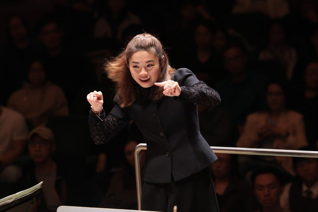 Elim Chan conducts the Hong Kong Philharmonic Orchestra during a performance at the Hong Kong Cultural Centre Concert Hall in November 2024. Photo: Keith Hiro/HK Phil