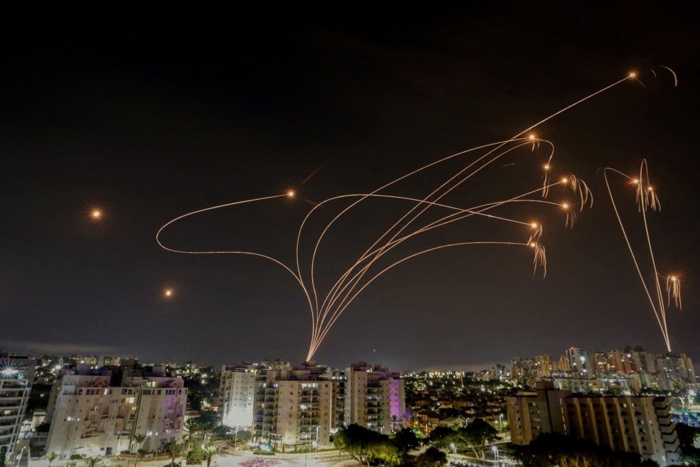 Israel’s Iron Dome anti-missile system intercepts rockets in October 2023 during the opening days of the Gaza war. Photo: Reuters