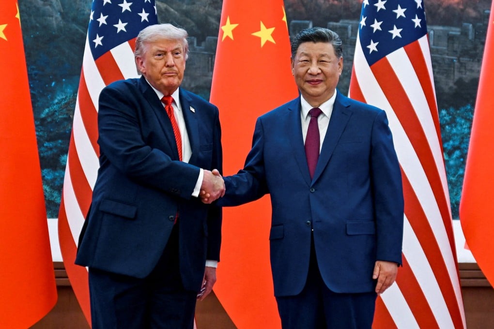 US President Donald Trump (left) shakes hand with China’s Xi Jinping at the Great Hall of the People in Beijing on May 14. Photo: Reuters