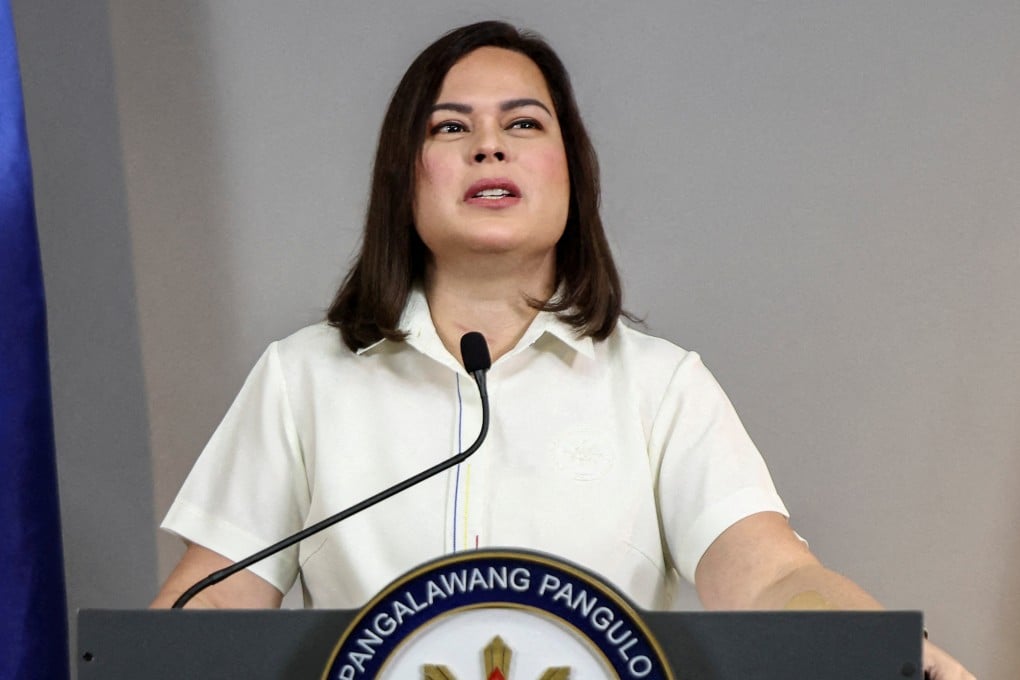 Philippine Vice President Sara Duterte delivers a statement following her impeachment on February 7. Photo: Reuters