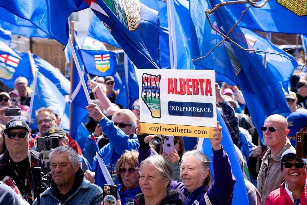 Alberta separatists rally in Edmonton, Alberta, on May 4. Photo: Reuters
