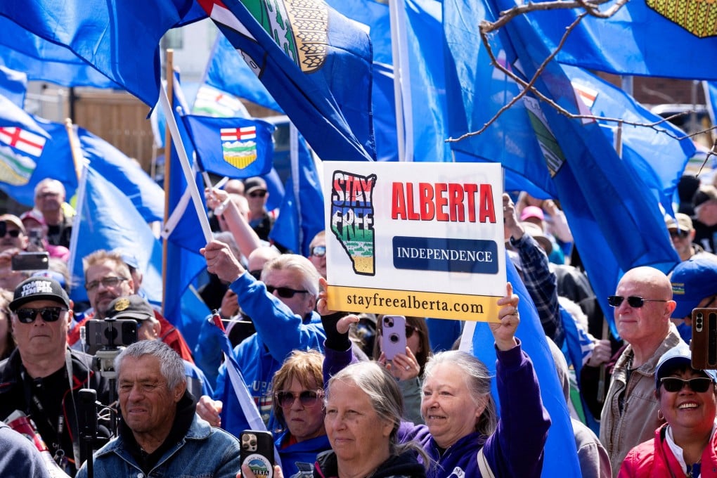 Alberta separatists rally in Edmonton, Alberta, on May 4. Photo: Reuters