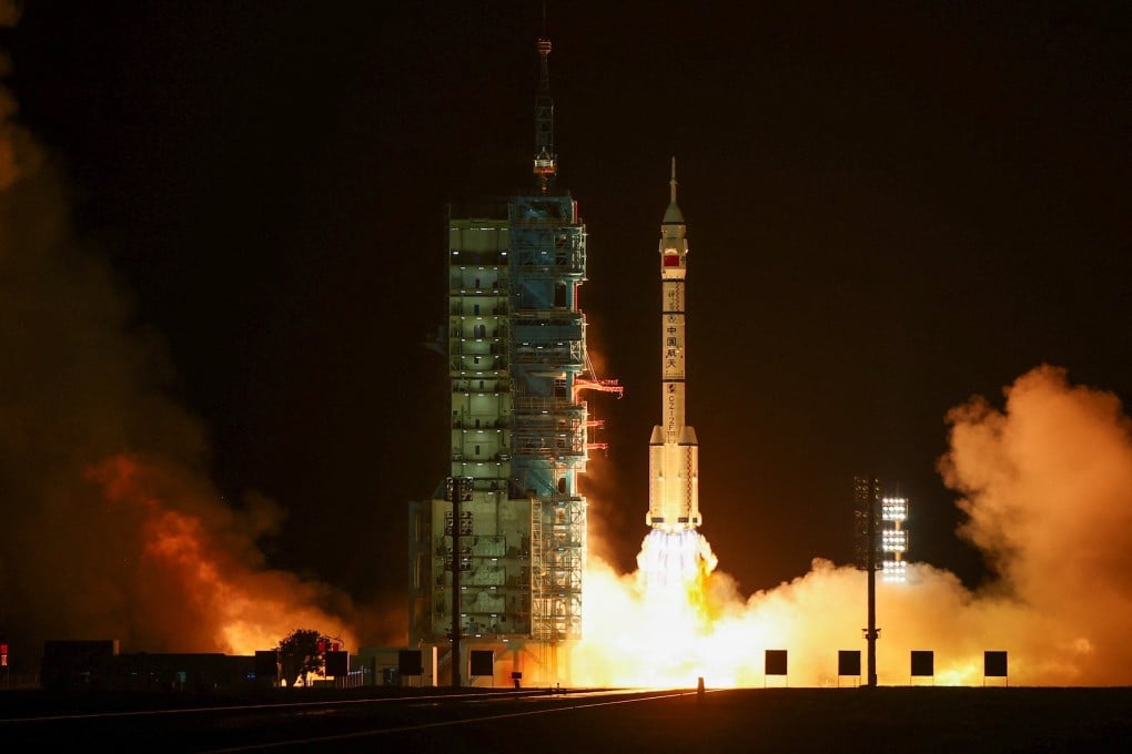 The Shenzhou-23 mission blasts off for China’s Tiangong space station from the Jiuquan Satellite Launch Centre in Gansu province on Sunday night. Photo: Reuters