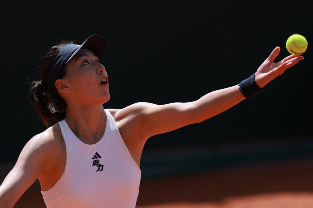 China’s Wang Xinyu serves during her first-round win over Austria’s Lilli Tagger. Photo: Reuters