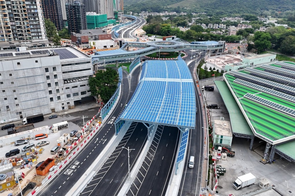 A view of the newly commissioned Fanling Bypass (Eastern section), the first major transport infrastructure in the Northern Metropolis border town development project, is seen on May 3. Photo: Eugene Lee
