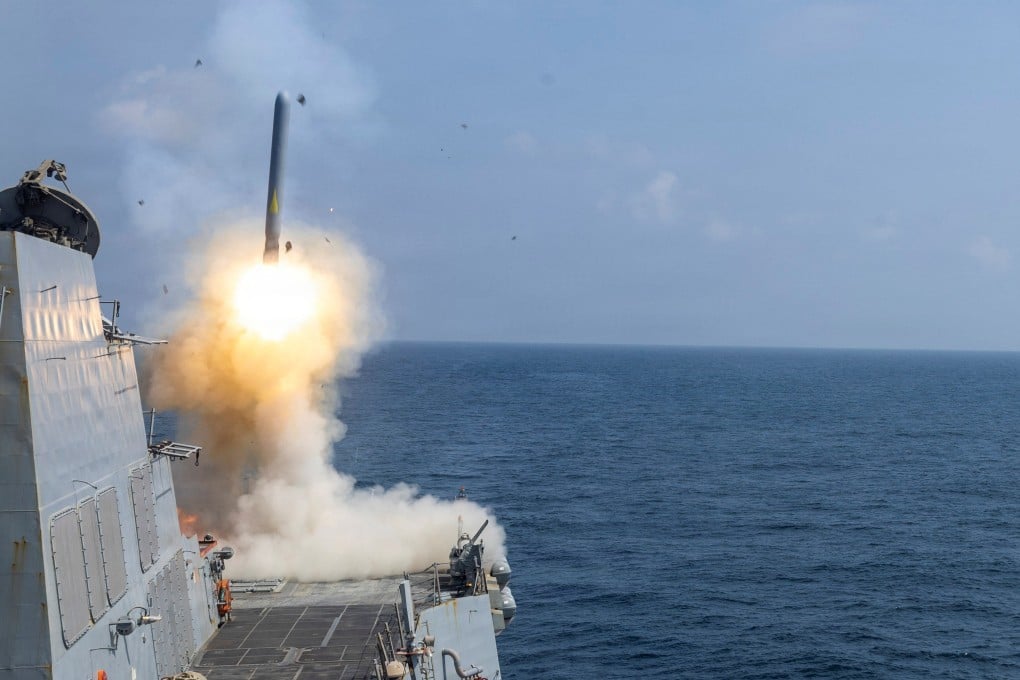 The US Navy Arleigh Burke-class guided-missile destroyer USS Delbert D. Black fires a Tomahawk Land Attack Missile in support of the attack on Iran from an undisclosed location on February 28. Photo: US Navy