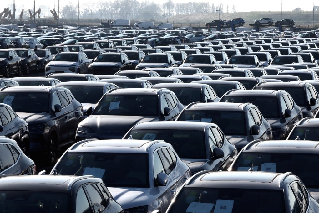 New cars, including electric vehicles by Chinese firm BYD, are seen parked in the port of Zeebrugge in Belgium on October 24, 2024. Photo: Reuters