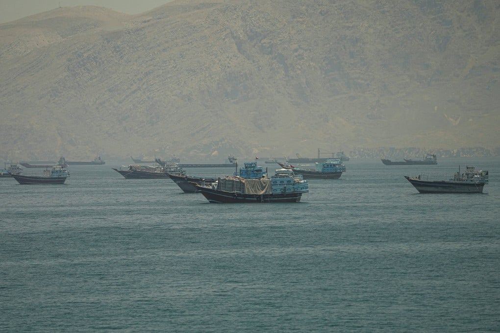 Vessels are anchored  off Oman in the the Strait of Hormuz on Monday. Photo: Reuters