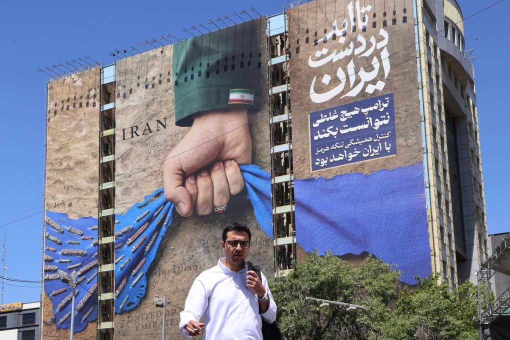 A billboard in Tehran depicting the Strait of Hormuz, that reads 'Forever in Iran's Hand'. Photo: AFP
