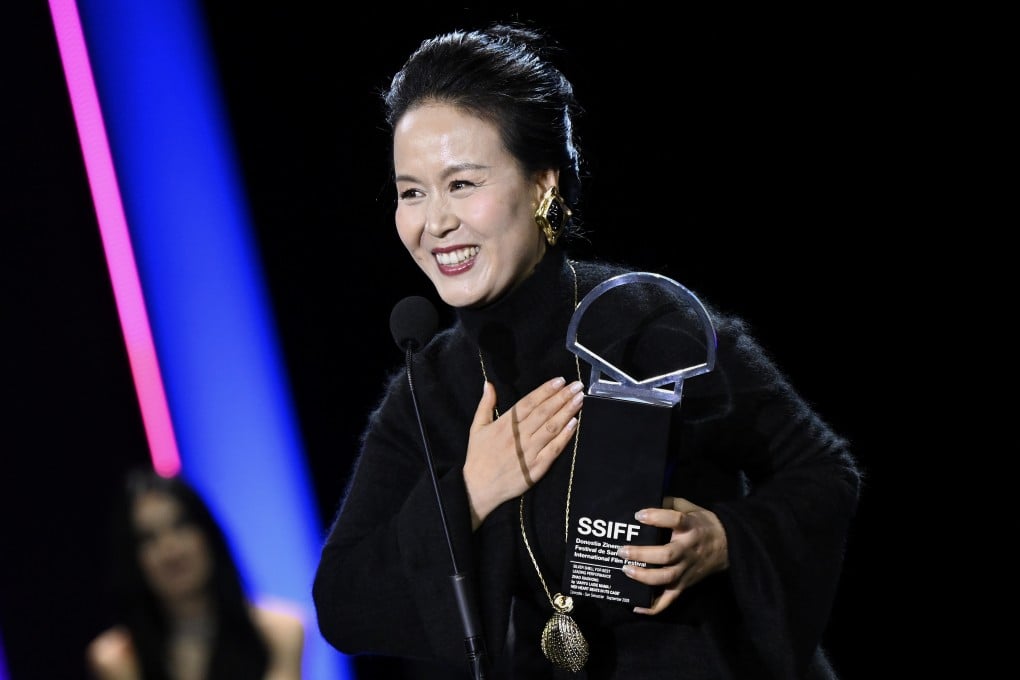 Zhao Xiaohong, above, received the prestigious Silver Shell for Best Leading Performance at the 73rd San Sebastián International Film Festival on September 27, 2025. She won the award for starring as herself in the Chinese film “Her Heart Beats in Its Cage” (Jianyu Laide Mama). Photo: Carlos Alvarez/Getty Images