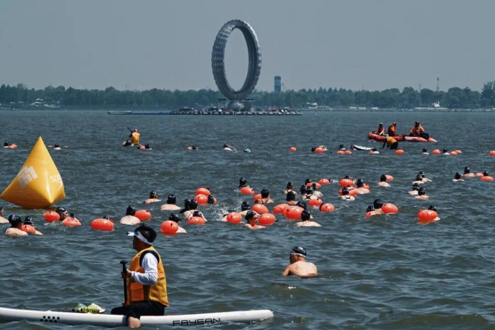 Another athlete, surnamed Zhang, condemned the “inappropriate photography” at the 2026 Xing-Quan Dishui Lake Swim-Crossing Challenge on her social media. Photo: Shanghai Traithlon Club