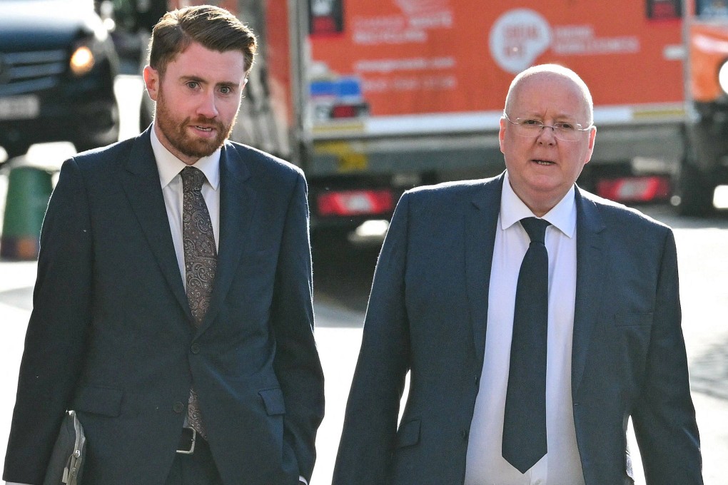 Peter Murrell, right, former CEO for the Scottish National Party (SNP), arrives at the High Court in Edinburgh, Scotland, UK on Monday. Photo: AFP