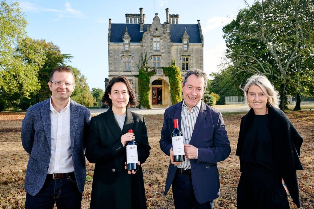 (From left) Tom King, managing director; Steph Dutton, director of winemaking; Peter Gago, chief winemaker; and Kristy Keyte, chief marketing officer at Château Lanessan in Bordeaux. Photo: Courtesy of Penfolds
