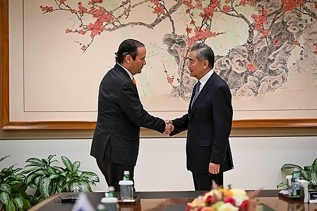 Panamanian Foreign Minister Javier Martinez-Acha and Chinese Foreign Minister Wang Yi meet on the sidelines of a high-level United Nations Security Council meeting in New York on Tuesday. Photo: China’s Ministry of Foreign Affairs