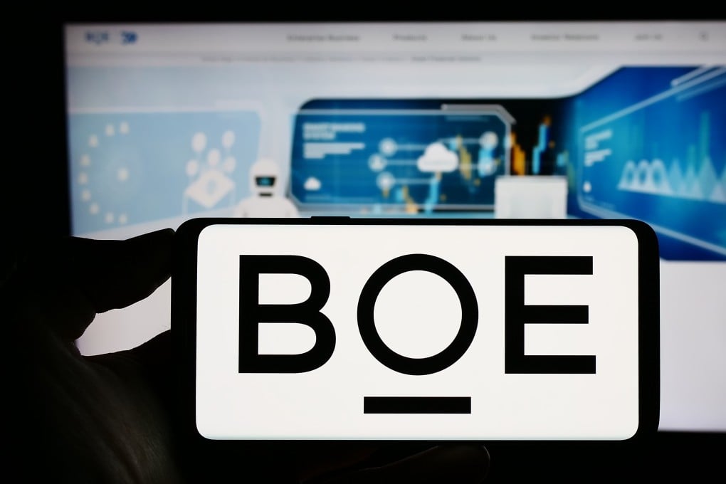 The logo of Chinese company BOE Technology is displayed on a phone. Photo: Shutterstock