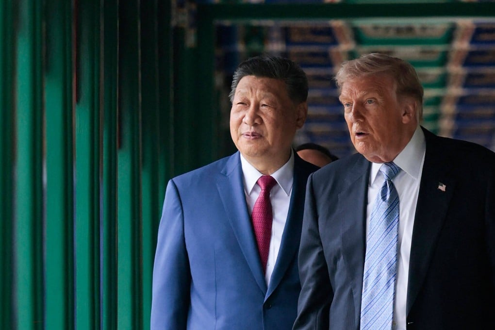 Chinese President Xi Jinping shows US counterpart Donald Trump around the Zhongnanhai leaders' compound, in Beijing on May 15. Photo: AFP