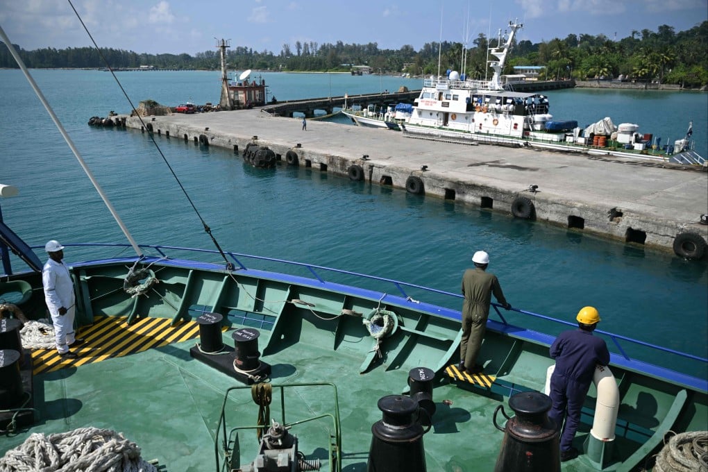 A passenger vessel approaches the jetty at Campbell Bay on Great Nicobar Island, India's southernmost territory, located less than 150km from the Strait of Malacca's western entrance. Photo: AFP