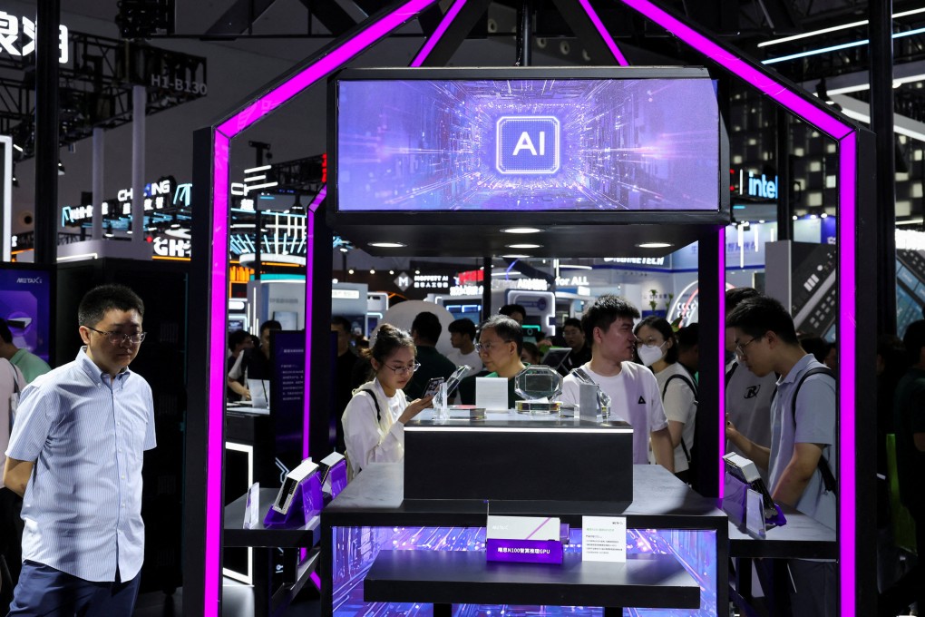 People visit a Metax booth during the World Artificial Intelligence Conference in Shanghai. Photo: Reuters