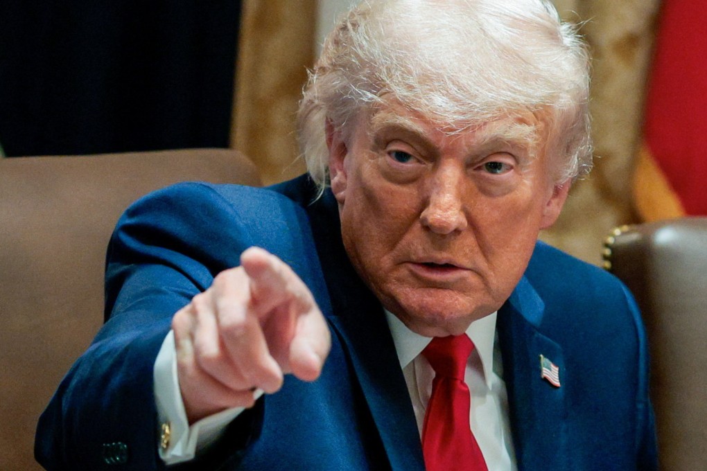 US President Donald Trump points his finger during a cabinet meeting at the White House on Wednesday. Photo: Reuters