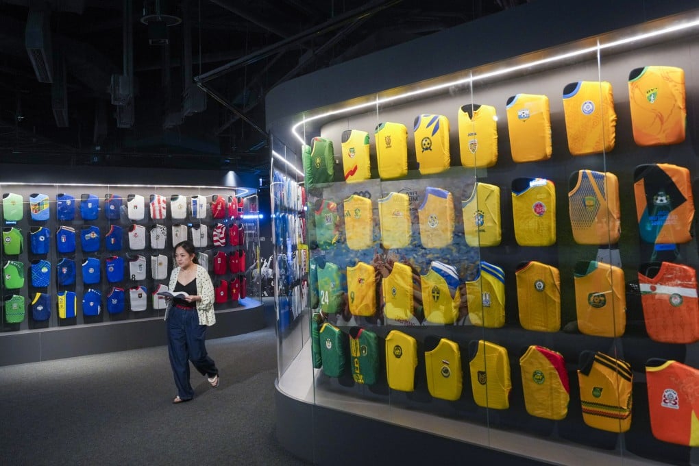 A section of "The Rainbow" display of jerseys of footballing nations, one of the highlights of the Fifa Museum at Times Square in Causeway Bay. Photo: Sam Tsang