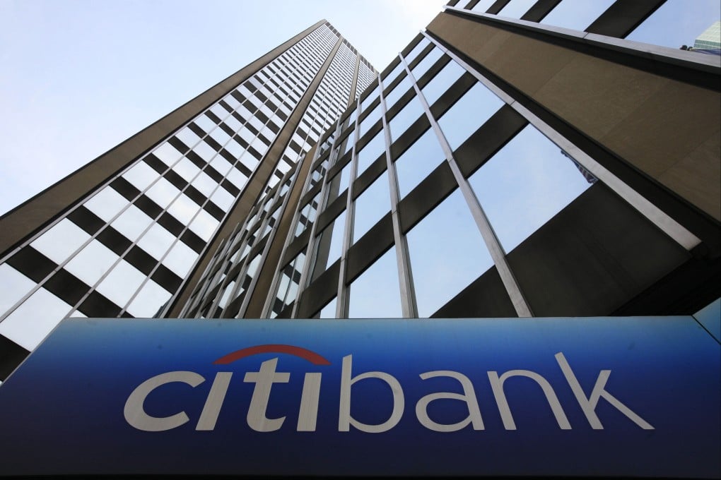 The Citibank logo is seen outside its headquarters in New York. Citigroup Hong Kong this month began trialing a new in-house AI agent platform called Arc. Photo: AP