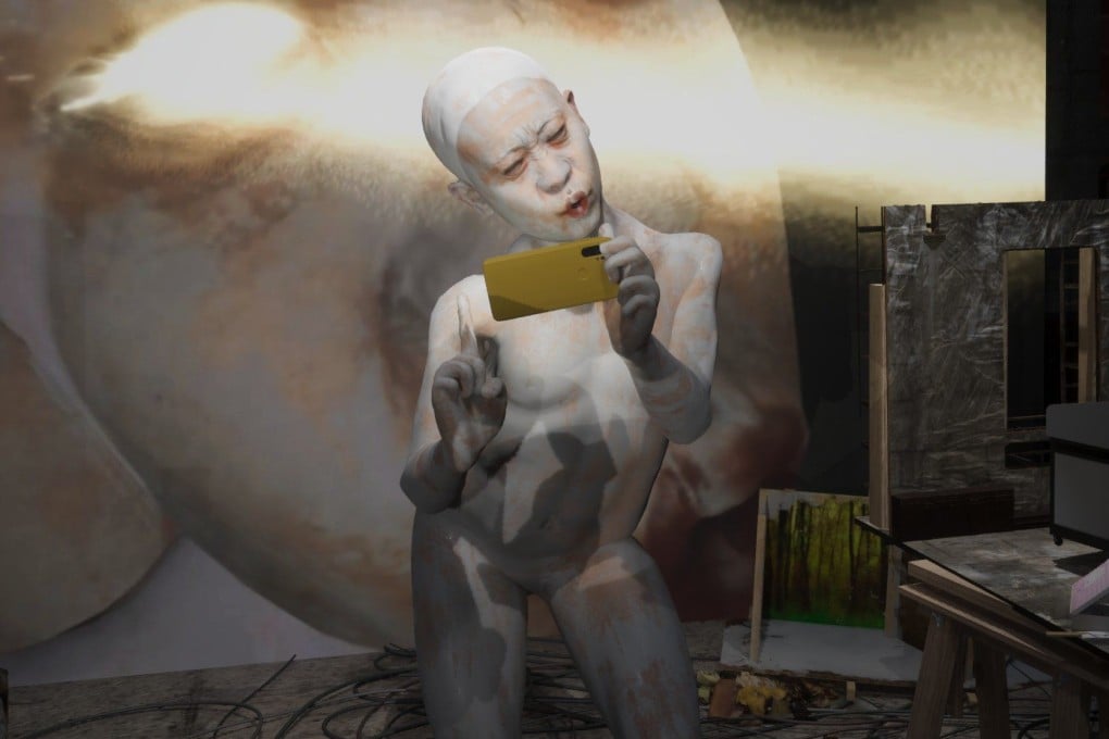 A scene from “Screen Melancholy” (2026), by Li Yi-fan, for the Taiwan collateral event at the 2026 Venice Biennale. Li's digital puppet critiques our screen-obsessed era. Photo: courtesy of the artist and Taipei Fine Arts Museum