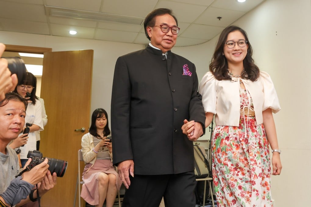 Lo Wai-kwok and Yemina Yu meet the press at the headquarters of the Business and Professionals Alliance for Hong Kong on Friday. Photo: Edmond So