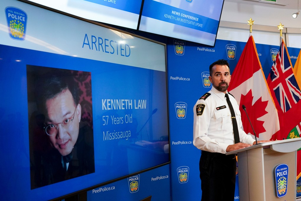 York Regional Police Inspector Simon James speaks about Kenneth Law’s case during a news conference in Mississauga, Ontario, in August 2023. Photo: The Canadian Press via AP