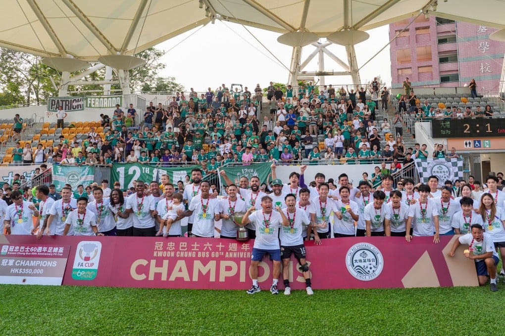 Lee Chi-kin (front, left) leads the Tai Po celebrations with Philip Chan. Photo: Elson Li