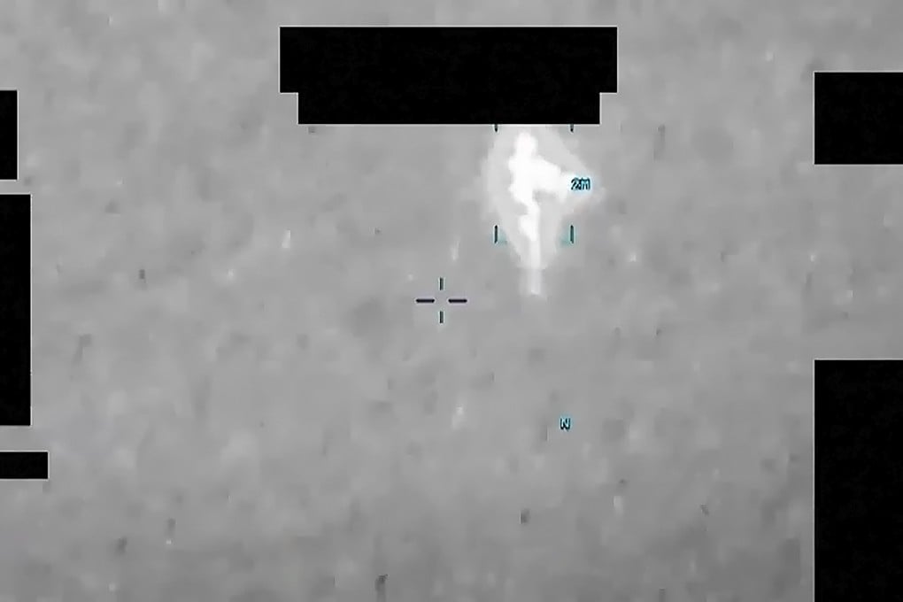 A screen capture from the US declassified UFO files: DOW-UAP-PR059 “NAG UAP 1 Jun 20”, shows a “human-shaped” object. Photo: Handout