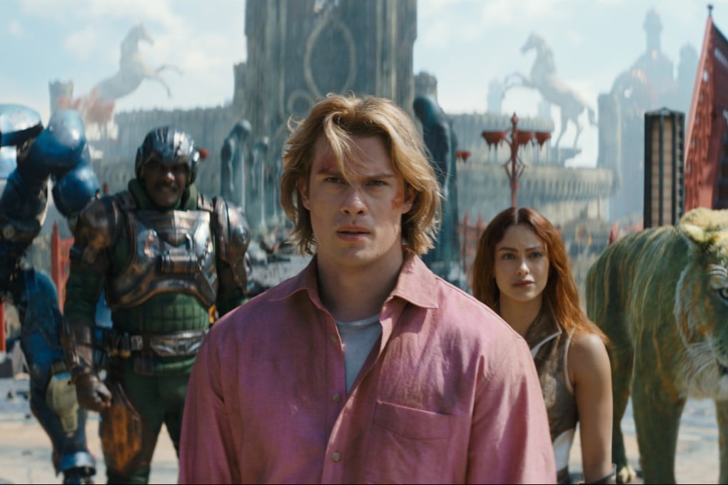 (From left) Idris Elba, Nicholas Galitzine and Camila Mendes in a still from Masters of the Universe (category: IIA), directed by Travis Knight and co-starring Jared Leto.