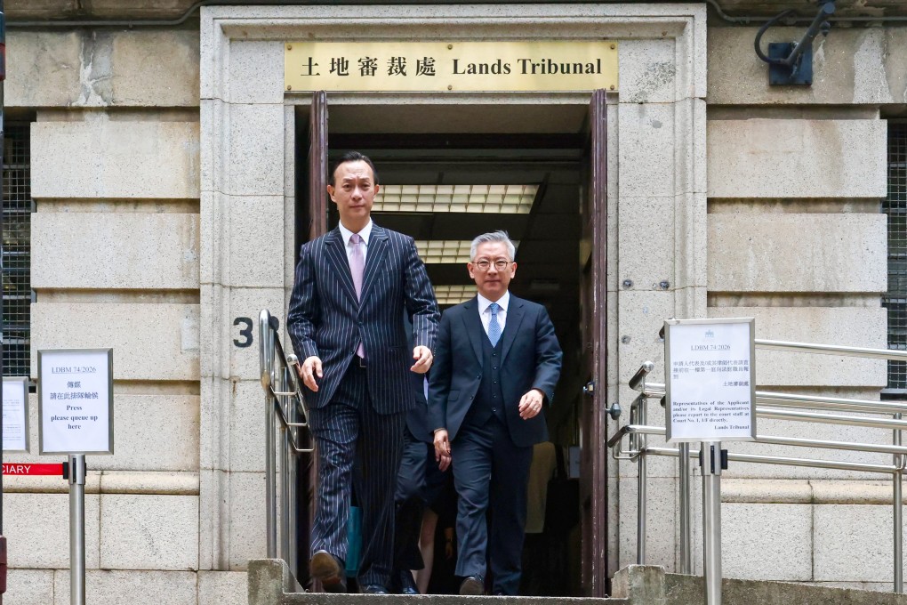 Hop On Management Company’s senior counsel, Hectar Pun Hei, left, urged the tribunal to consider the firm’s difficulties in verifying homeowners’ signatures and securing a venue capable of accommodating at least 1,000 people. Photo: Jonathan Wong