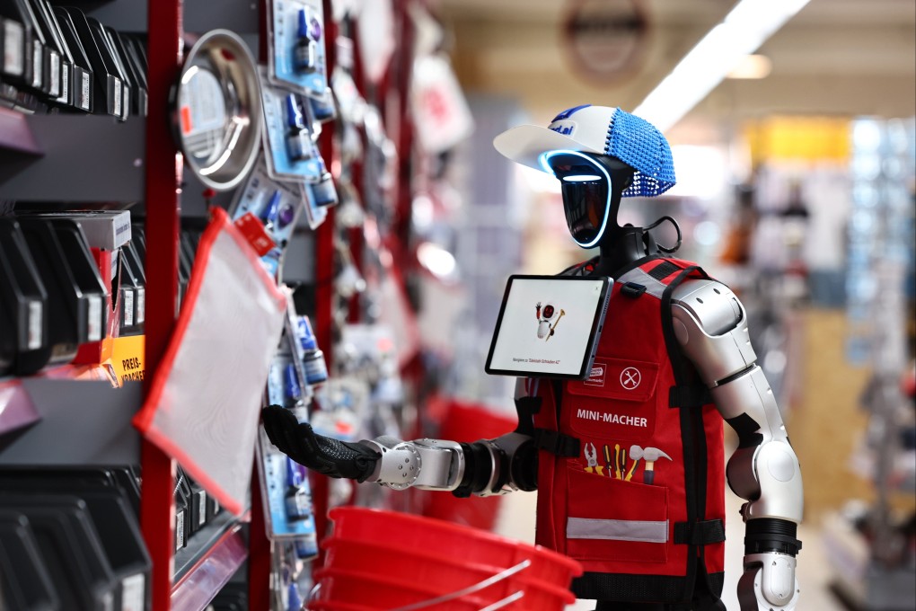 A Unitree robot works in a hardware store in Pocking, Germany. The robot operates in supervised mode and its goal, according to the store operator, is to support employees, not replace them. Photo: EPA