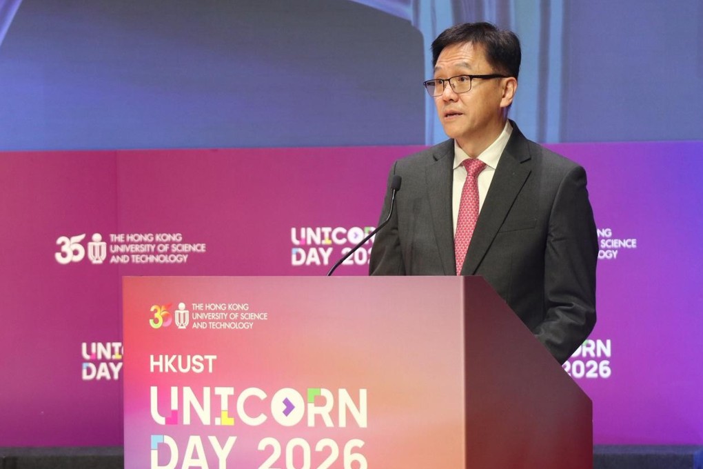 Secretary for Innovation, Technology and Industry Sun Dong delivers opening remarks at the HKUST Unicorn Day on Tuesday. Photo: Handout