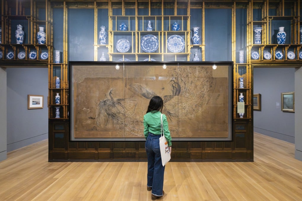 A panel from the Peacock Room at the James McNeill Whistler exhibition at Tate Britain, London, in 2026. Photo: Tate/Larina Fernandes