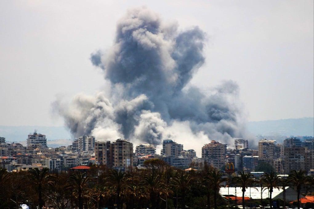 A plume of smoke rises following an Israeli airstrike on the outskirts of Tyre in southern Lebanon. Photo: AFP