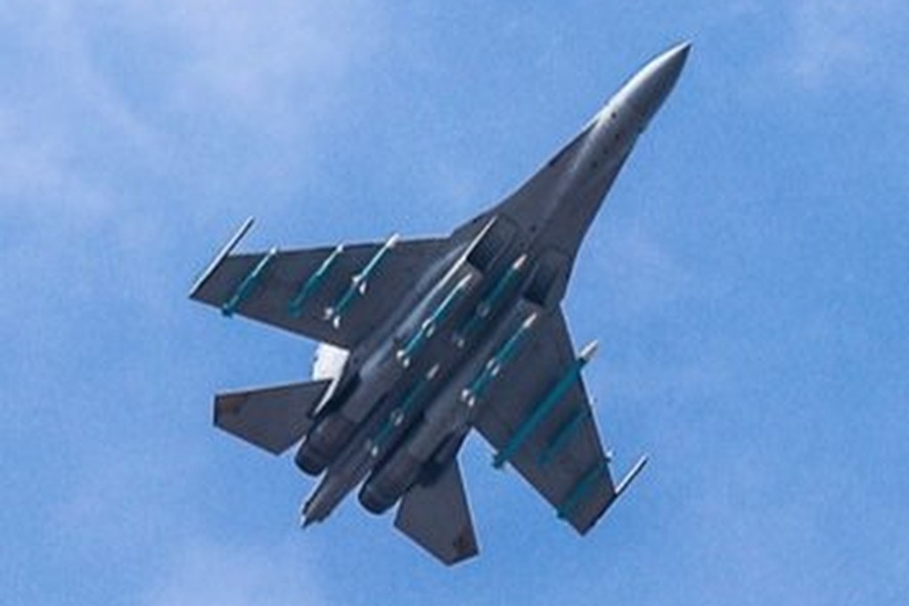 A Chinese J-16 fighter jet loaded with missiles including the PL-15, which has a range of 200km. Photo: Handout