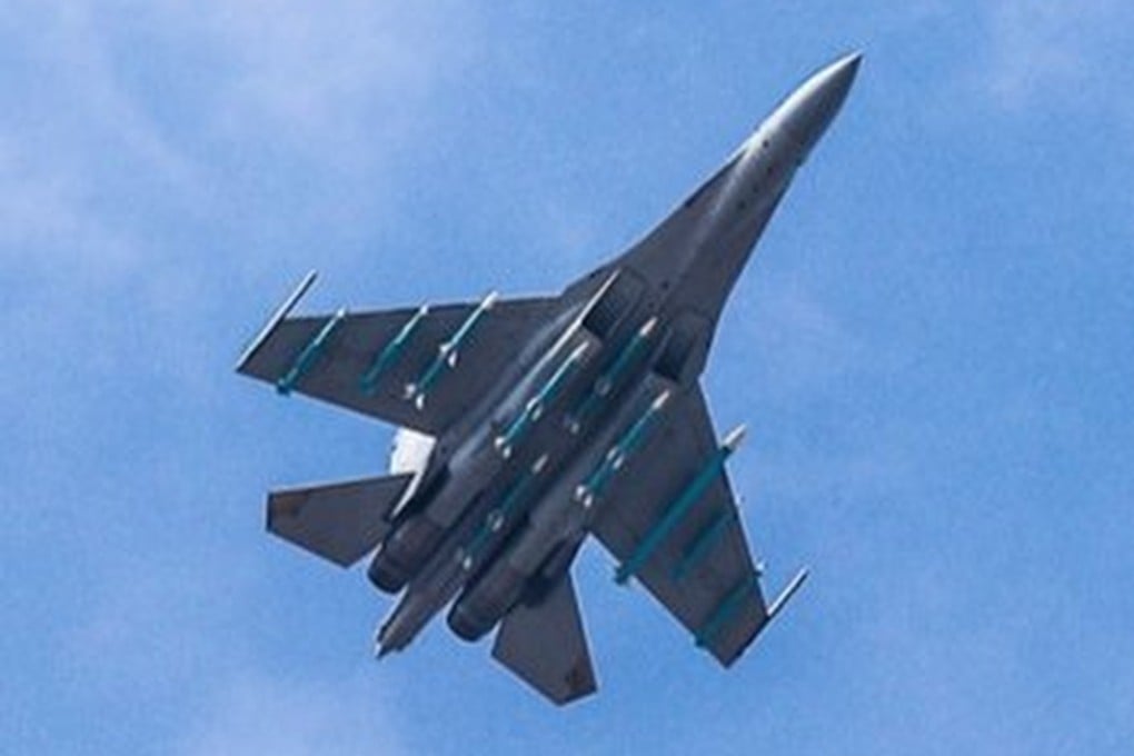 A Chinese J-16 fighter jet loaded with missiles including the PL-15, which has a range of 200km. Photo: Handout