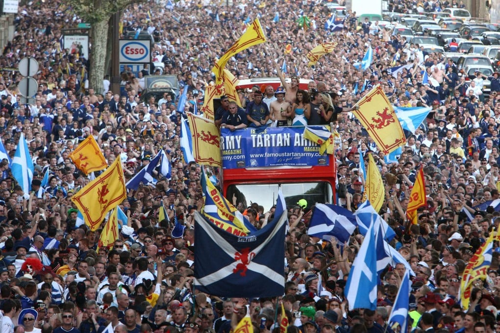 Thousands of Scotland's famous fans arriving at Paris' Parc des Princes stadium in September 2007 for a Euro 2008 qualifying match against France. Photo: AFP